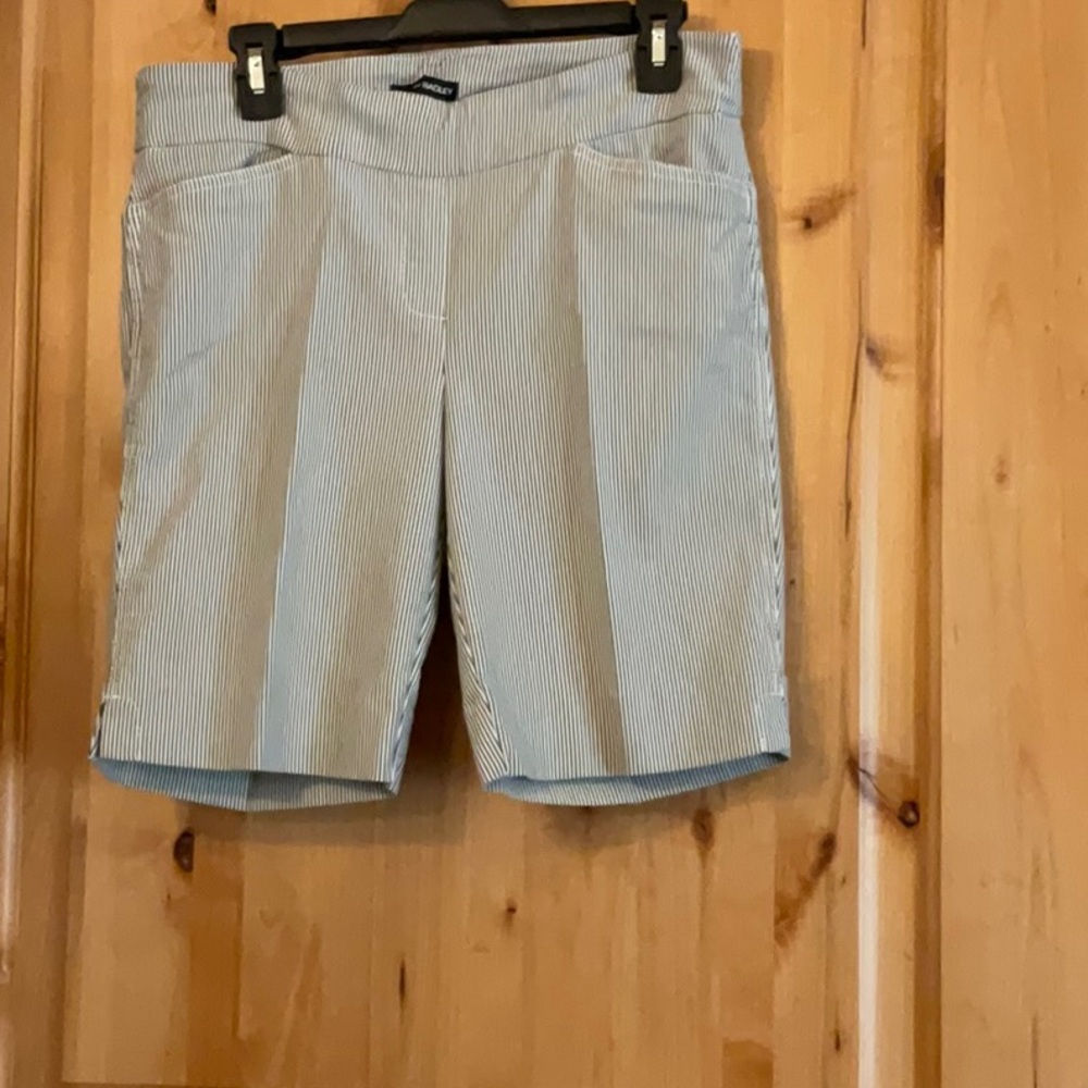 Hilary Radley Blue and White Bermuda Shorts Classic Tailored Design